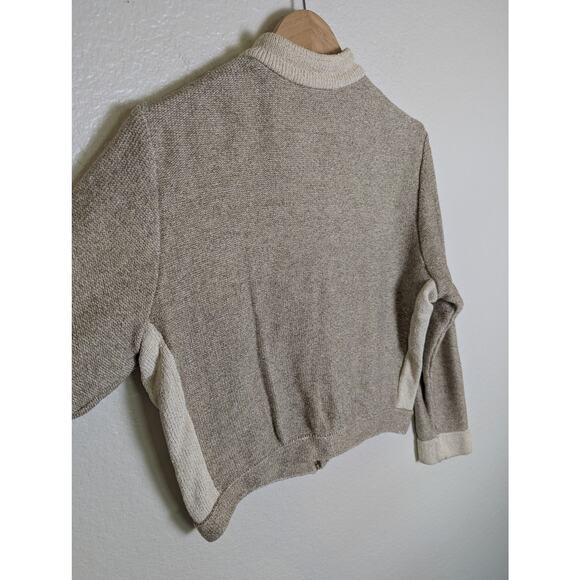 St John Sport Marie Gray Gold Beige Zip Santana Knit Metallic Sweater Petite XS - Picture 4 of 12
